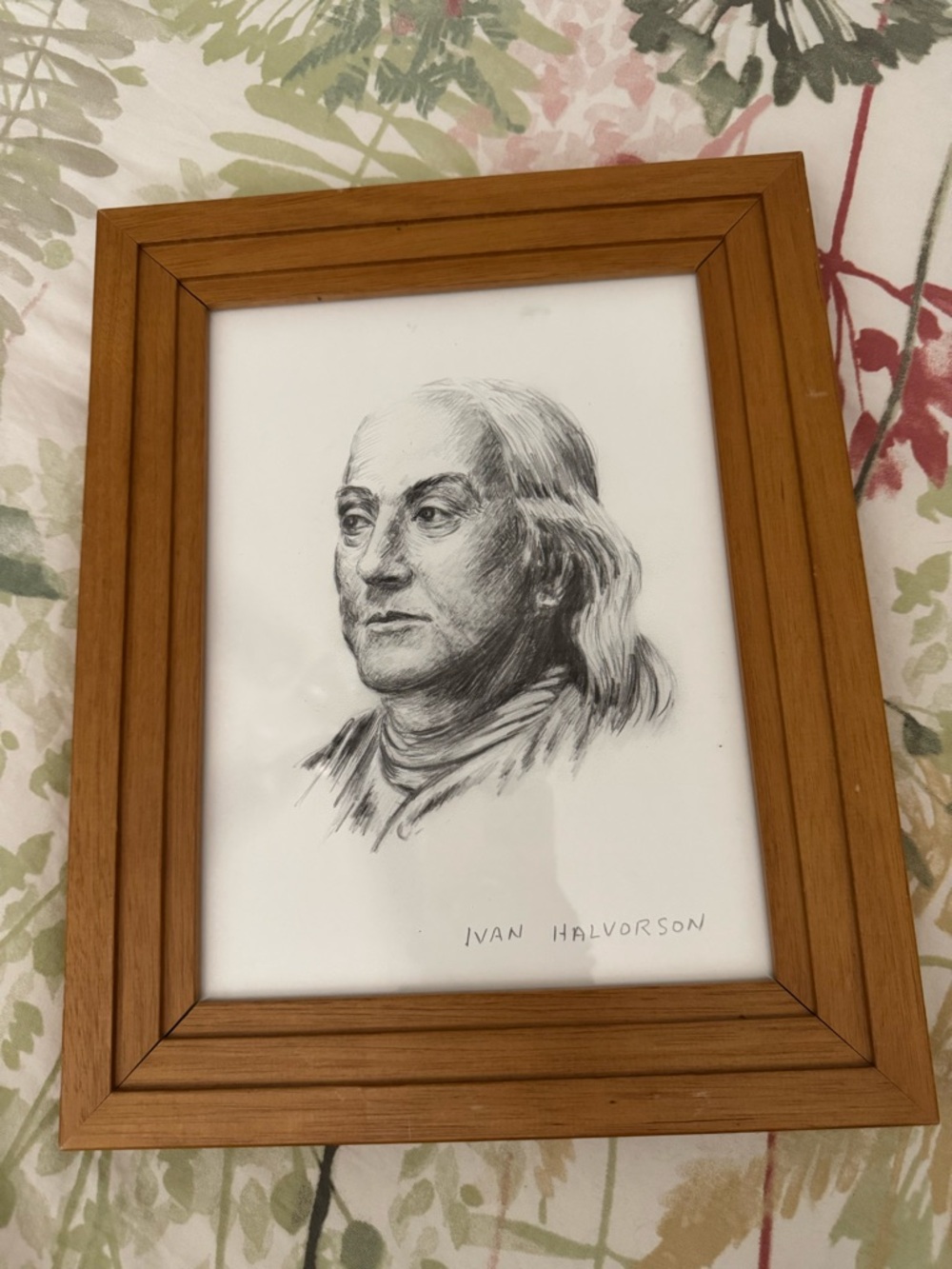 Vintage Sketch Portrait by Ivan Halvorson in Warm Honey Frame